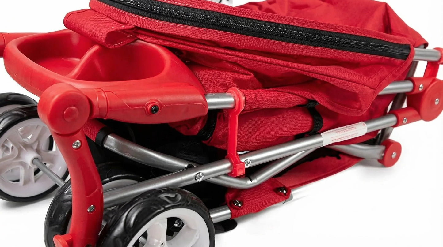 Leyburn Pets Foldable 4-Wheel Pet Stroller with Safety Tethers, Brake System and Storage Tray